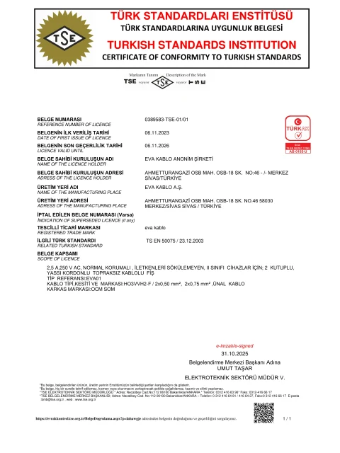 Türk Standardları Enstitüsü uygunluk belgesi
