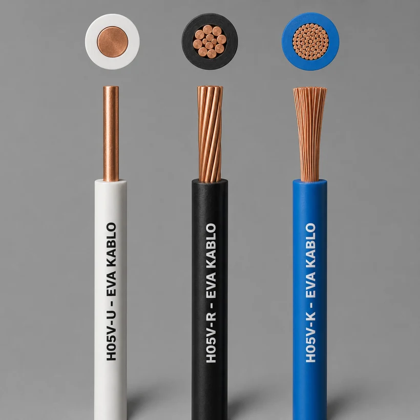 Comparison of H05V-U, H05V-R and H05V-K PVC-insulated cables