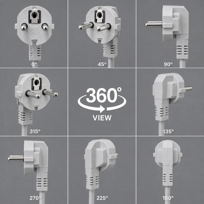 EVA 04 16 A 250 V Type E çift topraklı fişli kablo