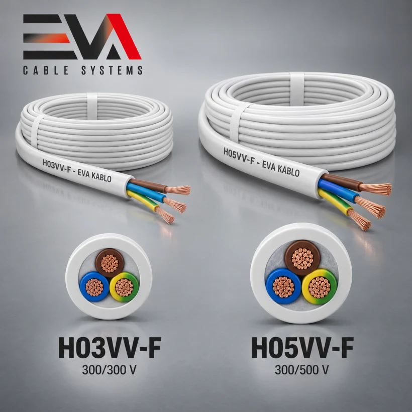 Comparaison des câbles souples PVC H03VV-F et H05VV-F