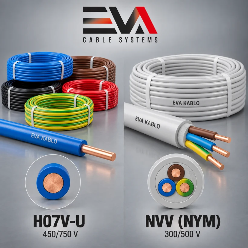 Comparaison structurelle entre le conducteur unipolaire H07V-U et le câble multiconducteur gainé NVV (NYM)