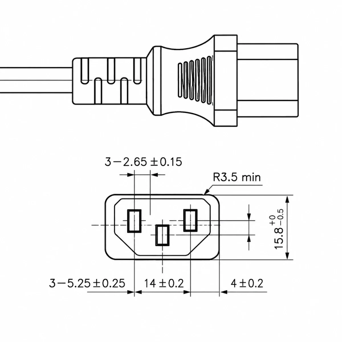 EVA 06 10 A Type C13 dişi konnektörlü güç kablosu görseli 3